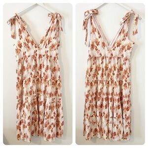 House of Harlow Linen Blend Tan Tie Strap Midi Dress Size XL